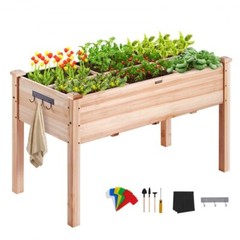 Raised Garden Bed, 3.9 x 1.9 x 2.5 ft Wooden Planter Box, Elevated Outdoor P…