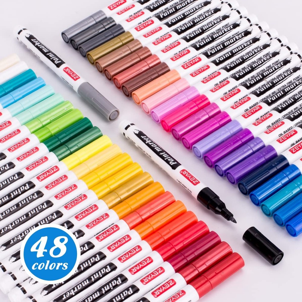 ZEYAR Oil-Based Paint Markers, Expert of Rock Painting, Extra Fine Point, 48 …