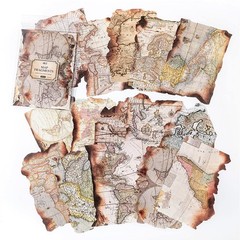 Vintage Scrapbooking Material Paper Burnt Fragments Retro World 10 x 14CM, A