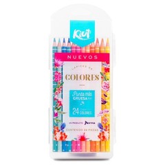 Norma Kiut Colored Pencils 24ct – 4mm Thick Core, Non-Toxic, Hard Case, School