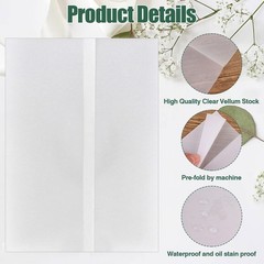 150 PCS PreFolded Vellum Jackets Fits 5×7 Inch Invitations White Translucent