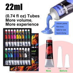 Acrylic Art Set with 18 Acrylic Paints, 8 Brushes, 4 Stretched Canvas, 1Woode…