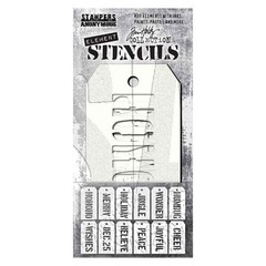 Tim Holtz Element Stencils 12/Pkg-Christmas 20 cm x 22 cm,