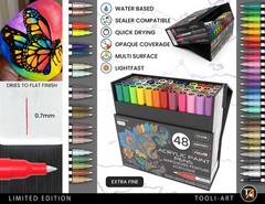 TOOLI-ART Acrylic Paint Pens 48 Markers Set Limited Edition 0.7mm Extra Fine Tip