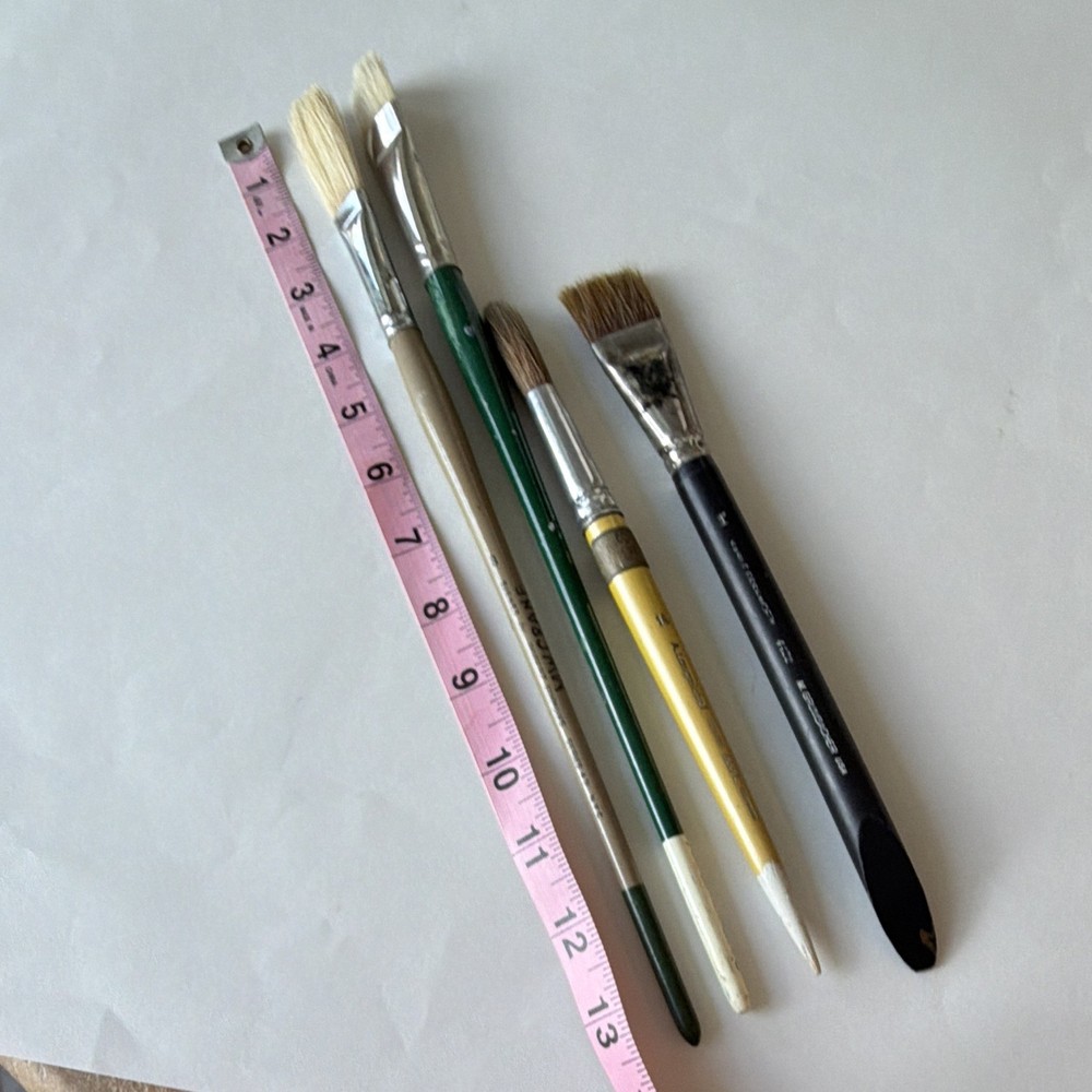 Simmons Grumbacher Gainsborough Lot of 4 Artist Paint Brushes Long Handle
