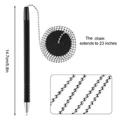 Outus Secure Pen with Adhesive Chain and Security 1 Count (Pack of 6), Black