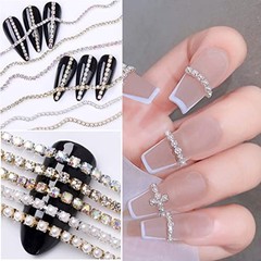 Rhinestones Chain – Gold Silver Pearl AB Colors – 3D Nail Art