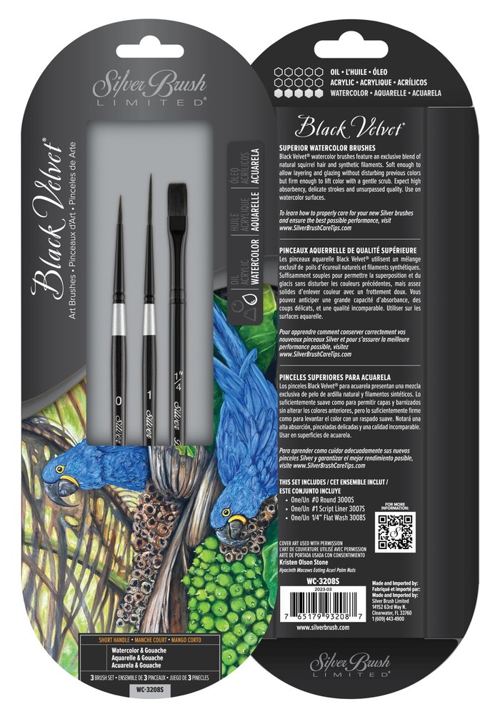 WC-3208S Black Velvet Variety Set, Professional Premium Artist Paintbrushes f…