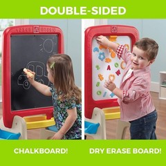 Kids Artistic Table with Chalkboard & Dry Erase Board – 94 Fun Foam Magnets