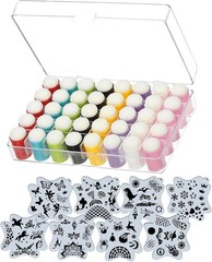 40 PCS Finger Sponge Daubers Case 8 Reusable Stencils Set For Card Making