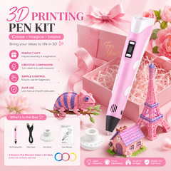 3D Pen for Kids Adults LED Display 3 Color Filament DIY Drawing Craft Gift Toy