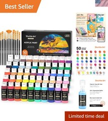 2oz Acrylic Paint Set – 50 Rich Colors, Waterproof & Fade Resistant for Artists