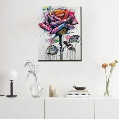 Tucocoo Street Graffiti Rose Paint by 16”Wx20”H(Without Frame), Artwork-05