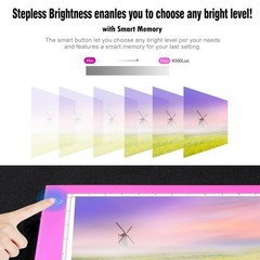 Pink A4 Dimmable LED Artcraft Light Box Tracer Slim Light Pad Portable Tablet…