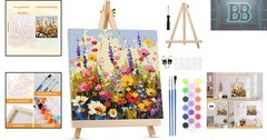 Beginner-Friendly Wildflowers Paint by Numbers with Frame & Easel – 10×10