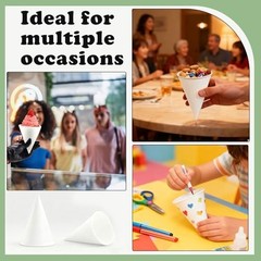 1000 Pcs 4 oz Paper Cone Cups White Classic Disposable Thicken Cone Cups, for