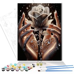 Flower Wooden Framed Paint by Numbers Kits Celestial Rose in Ethereal Glow