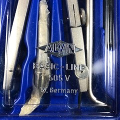 Vintage Alvin Basic-Line 505 V Drafting Compass Set W Germany Technical Drawing