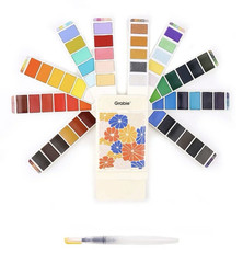 Grabie 56-Color Foldable Watercolor Set w/ Water Brush Pen, Multicolor