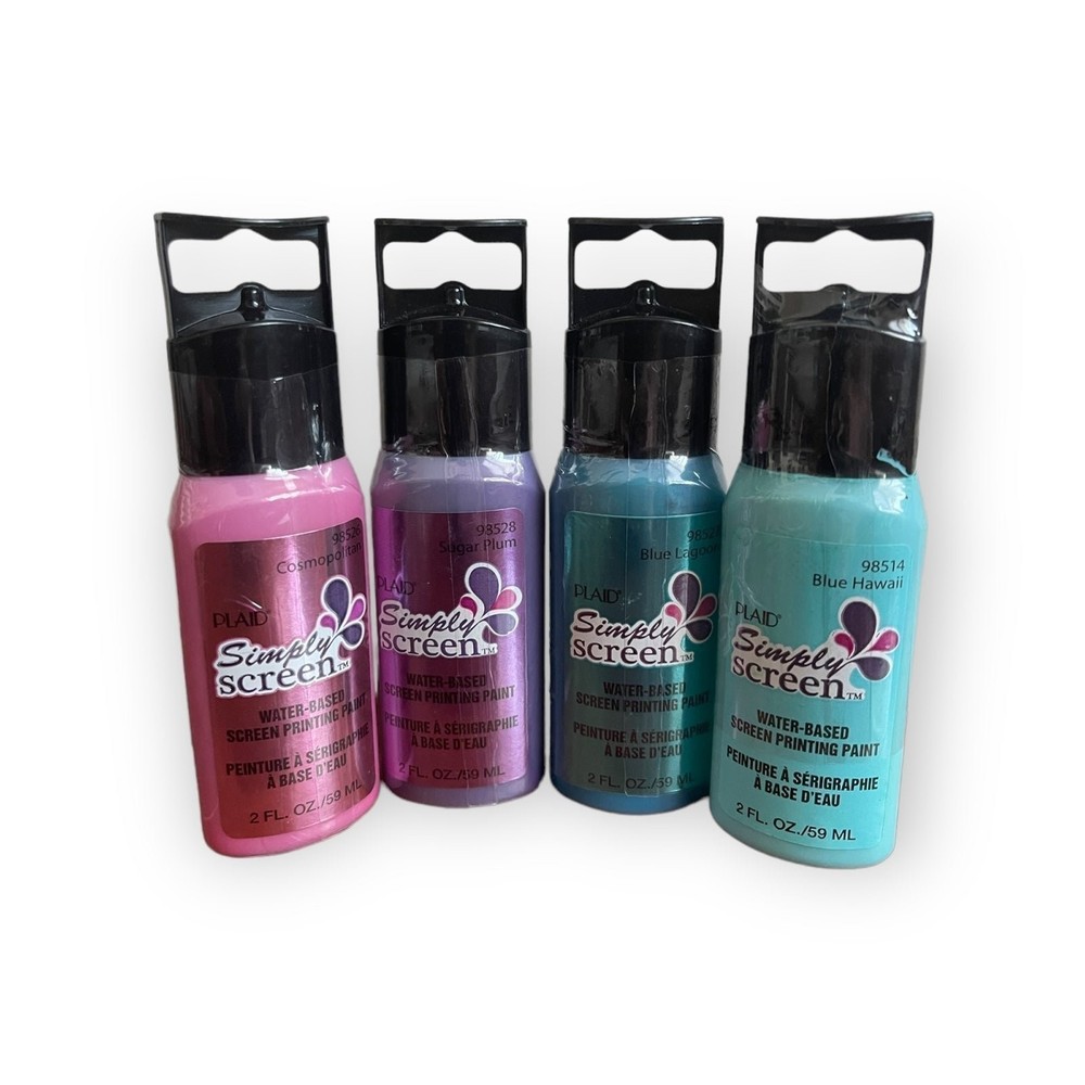 Simply Screen Water-Based Screen Printing Paint Fabric Paint 4-Pack Lot New