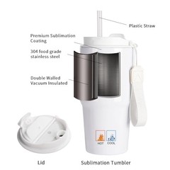 Pack Sublimation Tumblers White Blanks with Lid and Plastic Straw 20 OZ 6