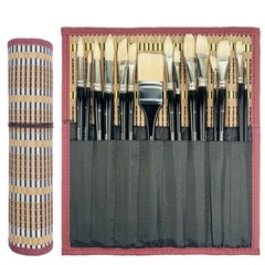 Natural Bristle Professional Paintbrushes Set | 15PCS Long Handled Paint Brushes