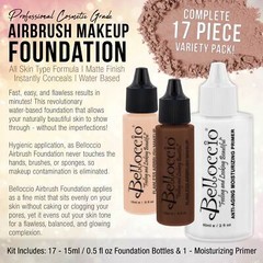 Belloccio 17 SHADE Airbrush Makeup FOUNDATION SET Fair Medium Tan Dark Face Kit