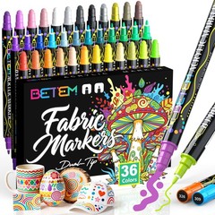 36 Colors Dual Tip Acrylic Paint Markers, Fabric Decorating Kits Premium Wate…