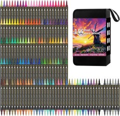144 Colors Dual Tip Acrylic Paint Markers, Waterproof Non-Toxic Odorless Acrylic