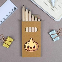 6 x ‘Cute Garlic Bulb’ Short 85mm Pencils / Coloured Pencil Set (PE00079022)