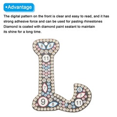 Diamond Art Keychains, 1 PCS Diamond Art Painting Letters Keychains Initial, L