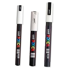 – Ultra Fine to Fine Paint Marker Pens Set – PC-1MR, PC-1M, PC-3M – White Ink
