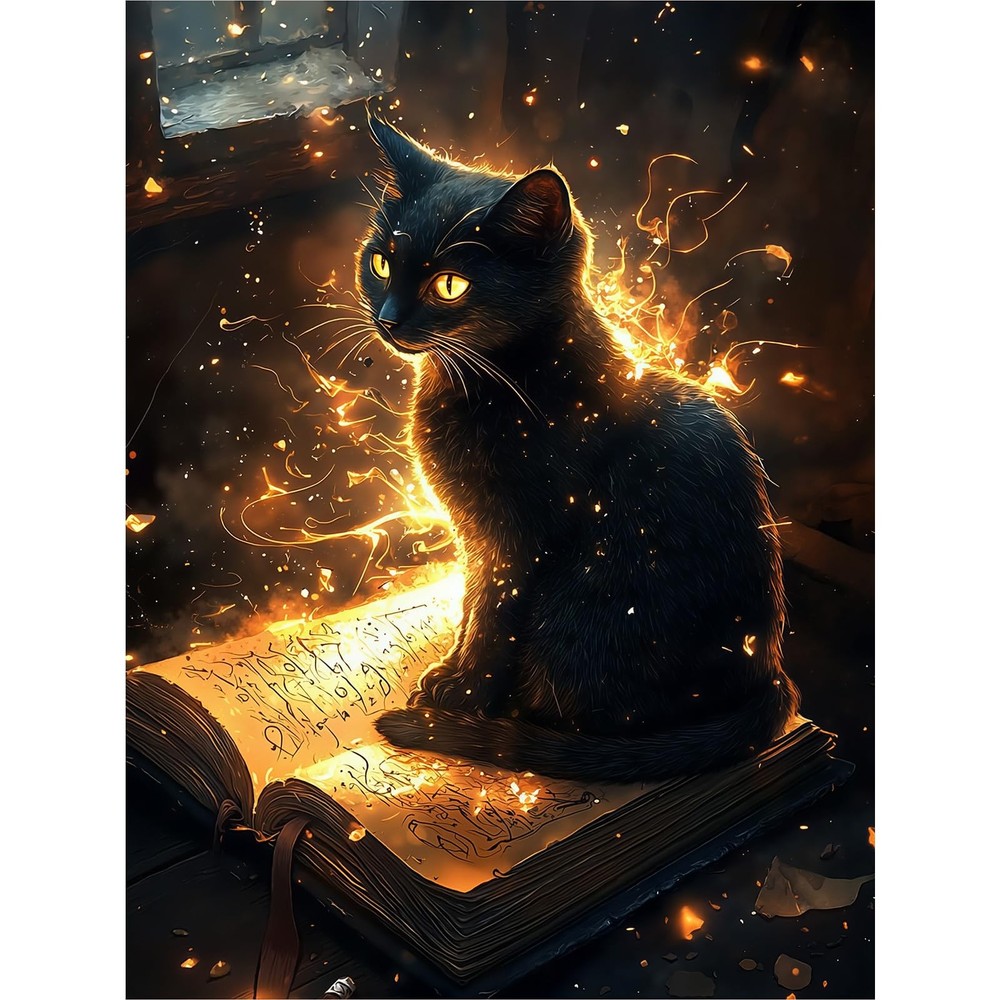 GEEHEIY Black Cat Diamond Art Kits for Adults, 5D 12*16 inch, TRTDNFDP1P07