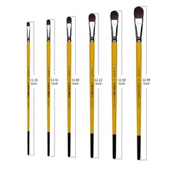 XDT#826 Filbert Art Brush 6Pc #2#4#6#8#10#12 Red Sable Acrylic Oil Watercolor