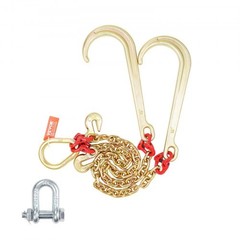G80 V Bridle Chain, 5/16″ x 2′ Towing Chain Bridle with 15″ J Hooks and Grab…