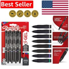 8 Count S-Gel Gel Pens, Retractable & Ergonomic, Perfect for All Writing