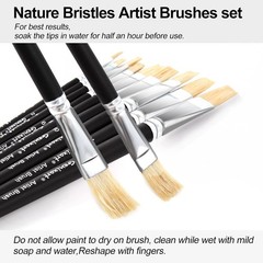 Acrylic Oil Watercolor Paint Brush Set, 9pcs Flat Paintbrushes for Art Painting