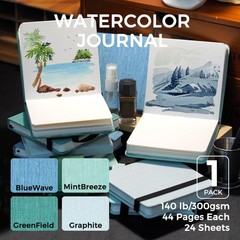 Watercolor Journal 4.7×4.7 24 Sheets 100% Cotton Cold Press 300gsm/140lb Inne…