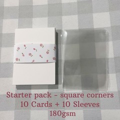 ACEO ATC Art Trading Card Blank Starter Pack 10 Cards + 10 Sleeves 180gsm Square