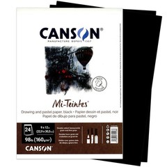 Canson Artist Series Mi-Teintes Pastel Paper, Black, Foldover 9″X12″, Black