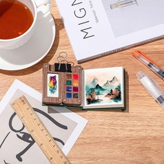 Pocket Artist Watercolour Mini Wooden Paint Set Travel Gift for Artists Students