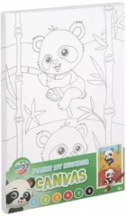 8715427141879 Malowanie po numerach płótno Misie Panda 20×30 cm. zestaw 6 kol.+