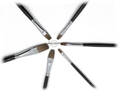 Magic Touches Artist Oil Paint Brush Set 6 Sizes Natural Sable Flat Tip Absorp
