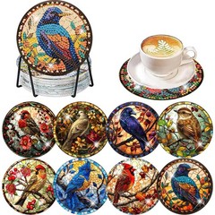 Axquilon Birds Diamond Art Coasters Kit for Adults, 8 4x4in(10x10cm),