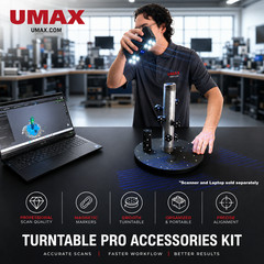 UMAX 3D Scanner Turntable Accessory Kit 12″ Table Reflective Markers Dice