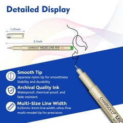 24 Pack Micro Pens, 12 Colors & 12 Black in 0.23mm – 5mm, Waterproof Archival…