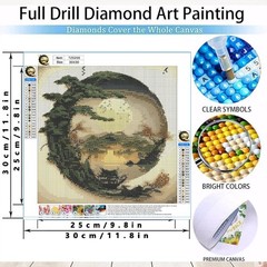 5D Diamond Art Painting Kits, Diamond Painting Mountain Kits, Landscape Moon Dia