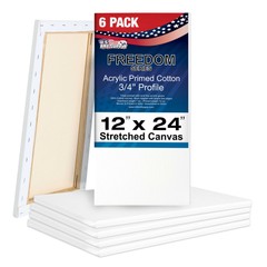 6 Pack of US Art Supply 12″ x 24″ Acrylic Primed Cotton Duck Stretched Canvas