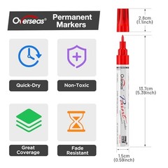 Oil-Based Fine Tip Paint Marker Pen – 12 Pack 0.9mm Fine Nib Permanent White