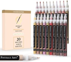 Acrylic Paint Markers Skin Tone Set 20 Fine Tip 0.7mm